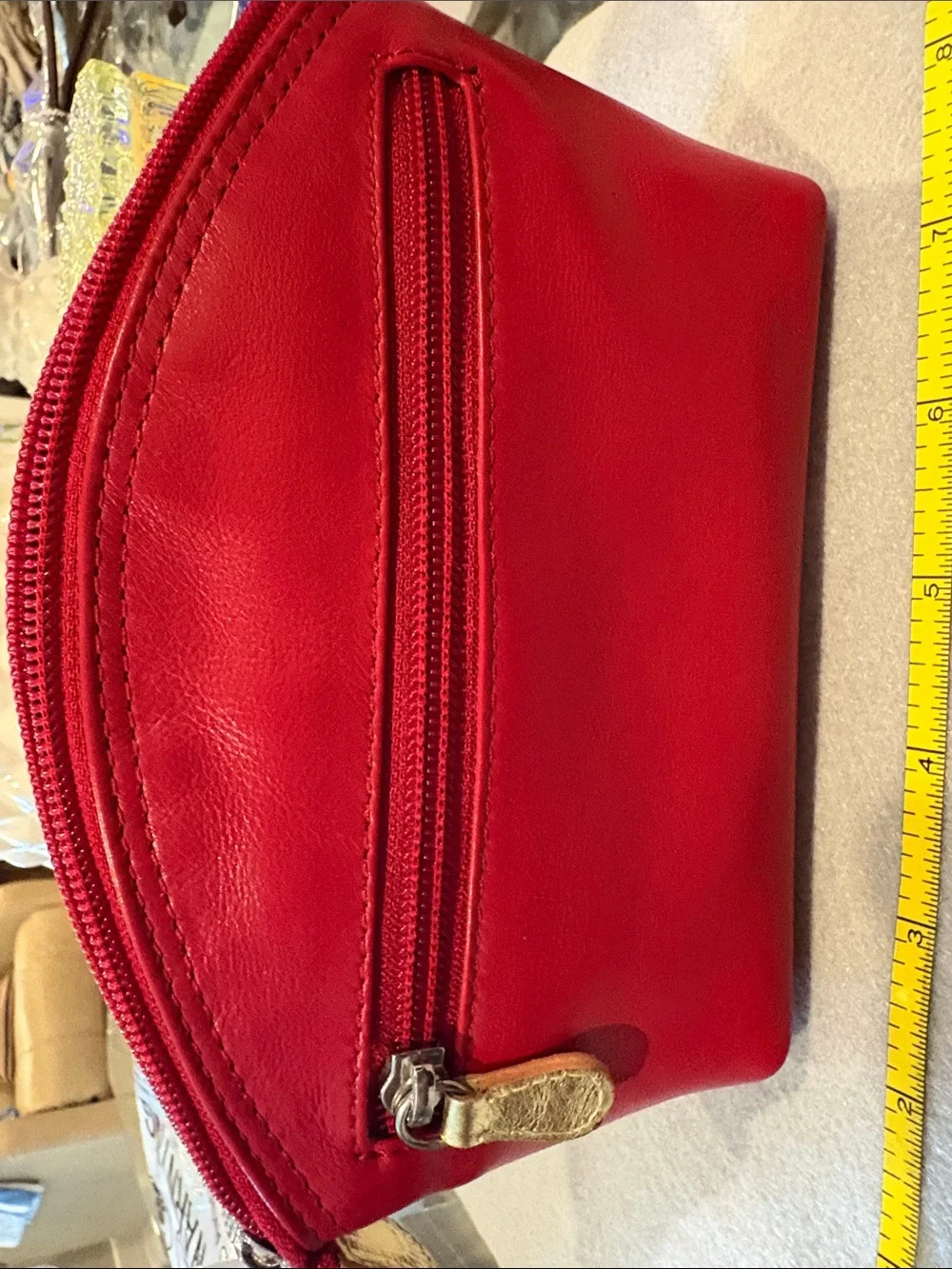 Red Pouch with Gold Lip Accent